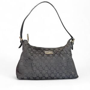 St. John Signature Black Jacquard shoulder bag with adjustable shoulder strap